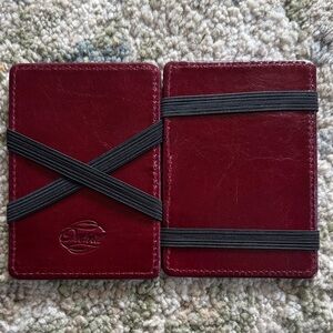 Orchill Esoteric Burgundy Leather Card Wallet with Elastic Bands